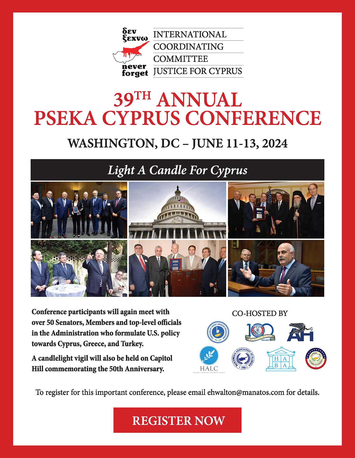 39th Annual PSEKA Cyprus Conference, Washington, DC, June 11-13, 2024 and Candlelight Vigil