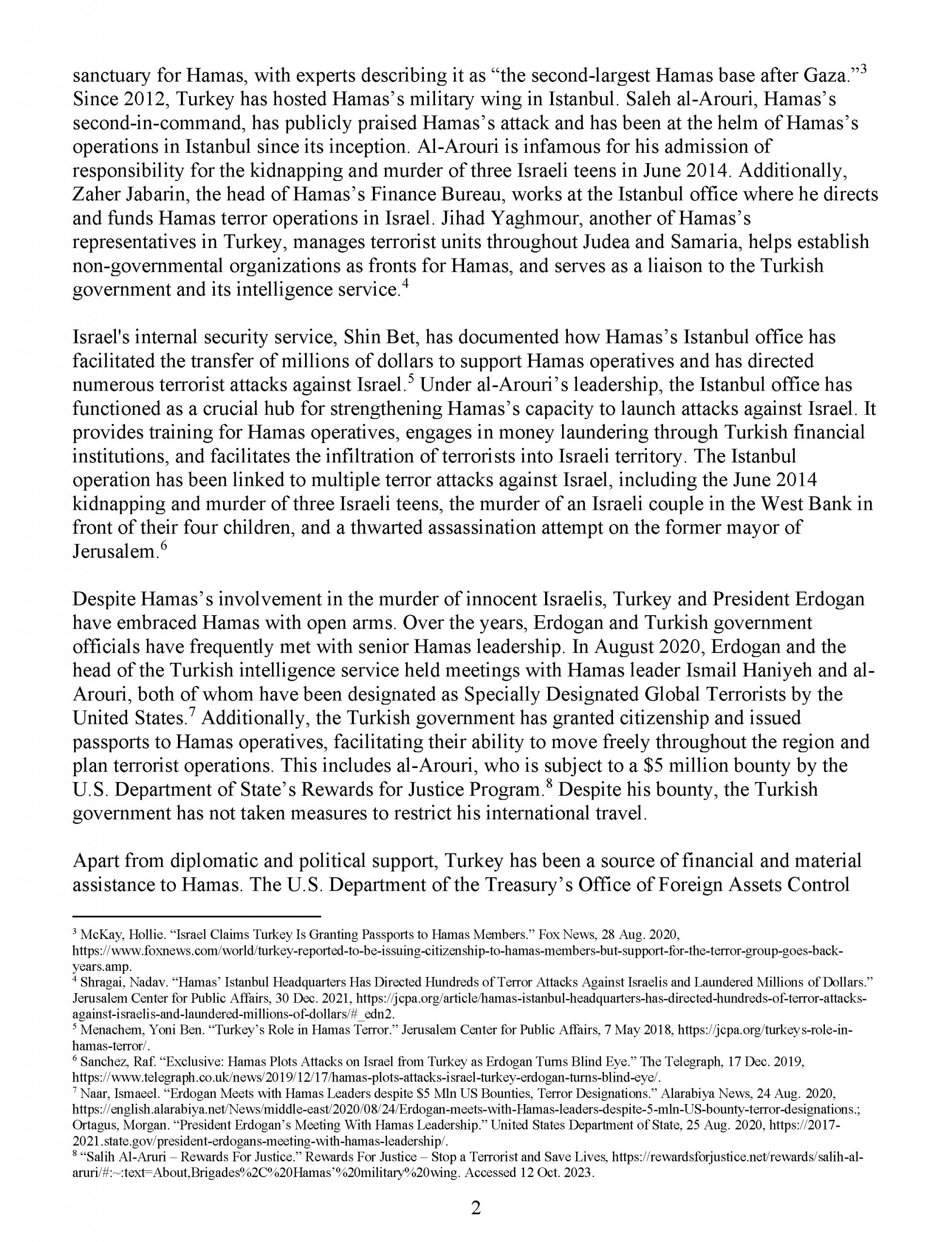 10.26.23 Rep. Pappas Letter to Secretary Blinken on Turkey's Support for Hamas_Page_2 10.26.23 Rep. Pappas Letter to Secretary Blinken on Turkey's Support for Hamas_Page_2